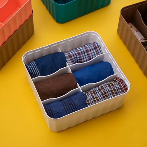 Image of Leawall 6-Compartment Wardrobe Organizer drawers organisers for Underwear, Socks, Bras, Ties, Scarves & Undergarments,storage box and organiser, Socks organizer Socks Tray (6 Pcs,Multicolor)