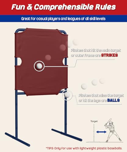 Image of Garbuildman Baseball Strike Zone Target for Plastic Balls, Portable Metal Frame Pitching & Hitting Training Tool for Outdoor