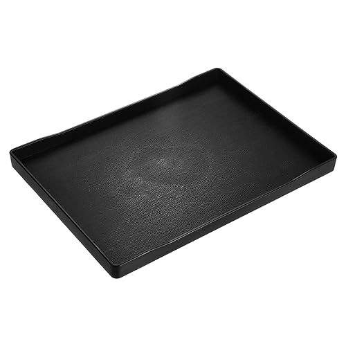 uxcell Serving Tray Small Black Mini Tray 9 x 12 Plastic Rectangular Wooden Serving Trays Decorative Ottoman Platter for Breakfast Kitchen Bathroom