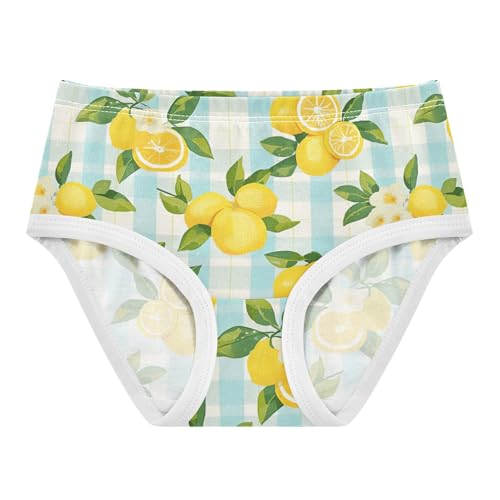 Wusikd Lemon Gingham Girls' Underwear Cotton Girls Briefs Soft Toddler Underwear 2T