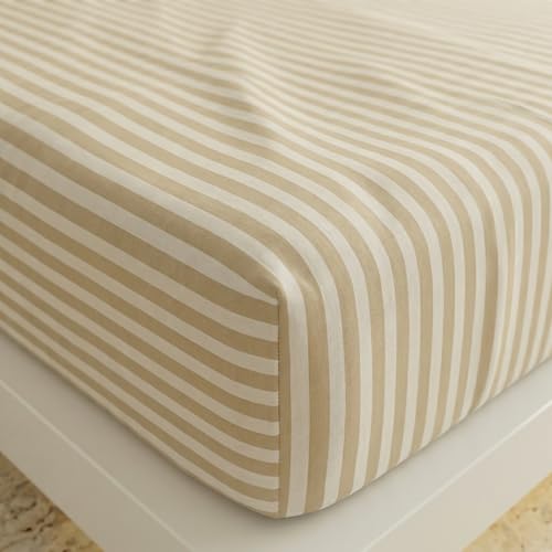 Image of Filymore Double Bed Bedsheet with 2 Pillow Covers, 300 TC Soft Microfiber Satin Striped Bedsheet, Cream Striped Bedcover for Double Bed, Breathable & Comfortable Bedding Set (90x90 Inches)