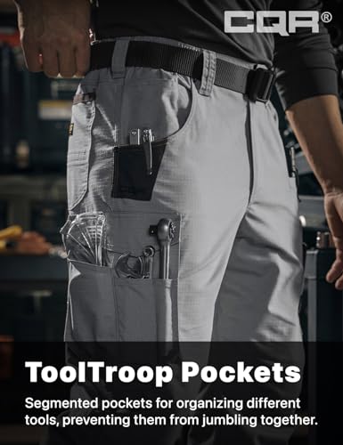 Image of CQR Men's Quick Dry Work Pants, Water Resistant Outdoor Tactical Pants, Lightweight Stretch Cargo Hiking Pants