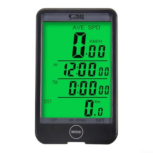 Qualoramall Ordenador impermeable para bicicleta con pantalla LCD grande, control de luz, velocímetro y odómetro multifuncional para bicicleta de carretera y montaña para montar por la noche