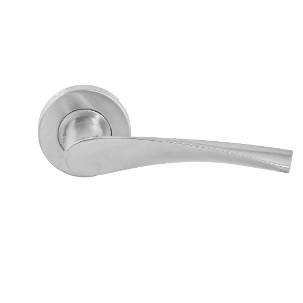 Royal Apex Mortise Rosette Hollow Lever Handle - Door Handles | Firm Grasp | Rotate Door Lock | Interior | Satin Nickel Finish | 304 Stainless Steel | Premium Quality For All Internal Doors.