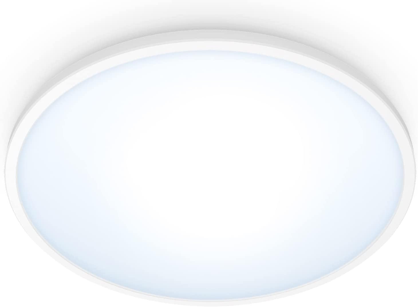 WiZ Tunable White Superslim Deckenleuchte, 16 W, Ø292 mm, LED Leuchte mit warm- bis kaltweißem dimmbarem Licht, smarte Lichtsteuerung über WLAN per Stimme/App, weiß