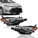 Silscvtt Headlights Assembly Driver and Passenger Side Compatible Replacement for 2017-2019 Toyota Corolla CE/L/LE/LE ECO OE Style