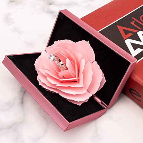 Engagement Ring Box,Ring Rose Box Surprise Jewelry Storage Holder For Woman As Proposal Engagement Wedding Ring Jewelry Gift Case In Valentine's Day Ect. #TOP3