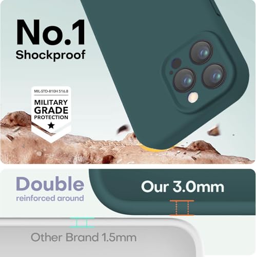 Image of Elzzi Microfiber Square Candy Case Compatible for iPhone 14 PRO MAX, Shockproof Slim Back Cover Liquid Silicone Case -Forest Green