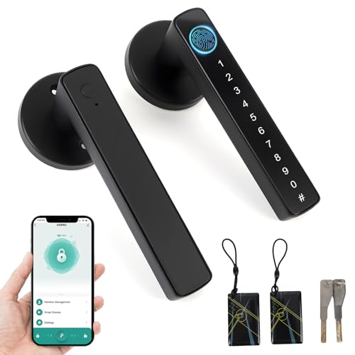 Fingerprint Door Lock, 5-in-1 Smart Fingerprint Door Knob, Smart Biometric Keyless Entry Lock, Biometric Door Lock with Smart App Code Backup Key for Bedroom Home Office Apartment