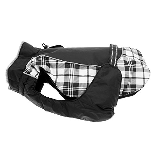 Doggie Design Alpine All Weather Dog Sport Parka Coat - Black and White Plaid Size 3XL -  AC-BWP-3XL