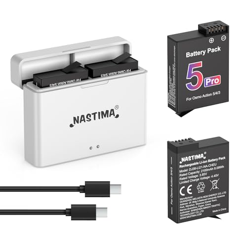 Batterie Osmo Action 3 4 5 Pro de Rechange NASTIMA et Chargeur Double USB C Lithium Ion