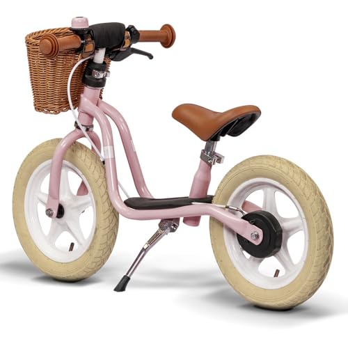 PUKY LR L Classic Retro Rose | Balance Bike 2 1/2 Years | Children's Balance Bike with Brake | Ergonomic Seat, Safety Handlebar Grips & Handlebar Pad | Height-Adjustable Saddle & Handlebar