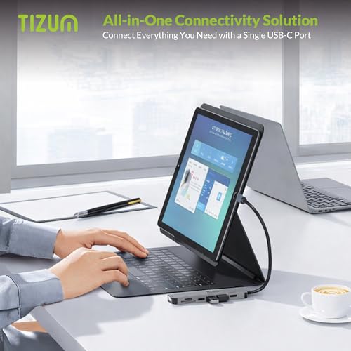 Image of Tizum 7-in-1 USB C HUB with 4K HDMI, 100W PD Charging, USB C & USB 3.0 5Gbps, USB 2.0, SD /TF Card Reader, Type C Multiport Adapter for MacBook Laptop, Tablet, Type C Dock Plug & Play, Aluminium Shell