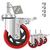 JULANG 4 inch Caster Wheels, 1/2 Threaded Stem Casters Set of 4 Heavy Duty,1/2