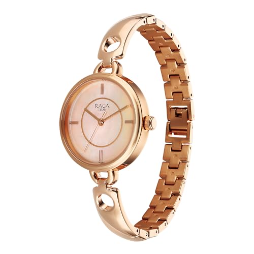 Image of Titan Raga Contempore Quartz Rose Gold Round Dial Men's Watch | Brass Solid Link Strap Material | Watches for Man | Watches for Men Analog - 2774WM01F