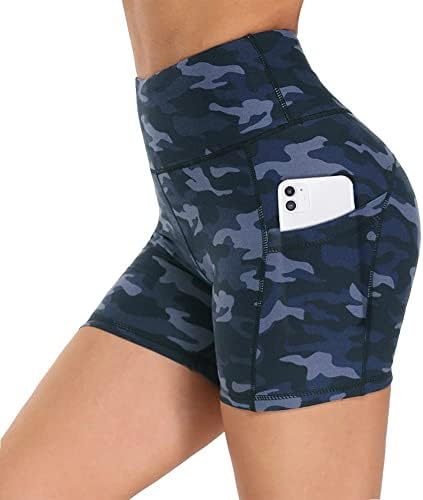 HLTPRO Spandex Biker Shorts for Women with Pockets, High Waisted Workout Gym Yoga Shorts Medium