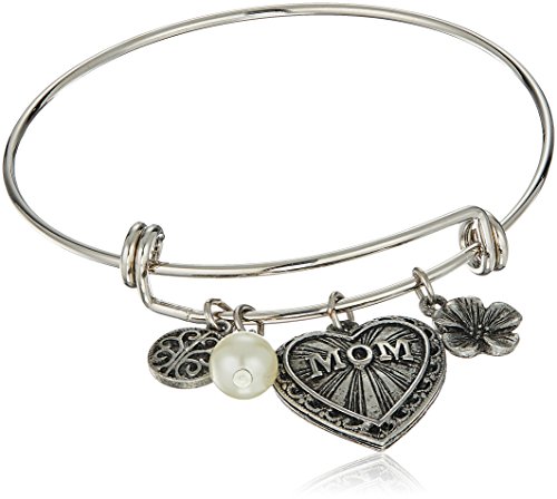 1928 Jewelry Women's Pewter Mom Heart Flower White Faux Pearl