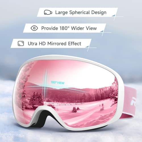 Rioroo Ski Goggles Snowboard Goggles For Men Women Adults Youth,Over Glasses Otg/100% Uv Protection/Anti-Fog/Wide Vision #TOP2