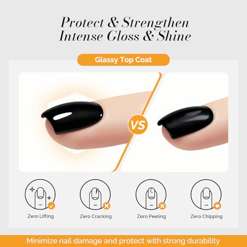 Image of MelodySusie 2PCS 0.5fl oz Gel Top Coat Set,No Wipe High Gloss Shine Finish Long Lasting Top Gel for Clear Nail Gel and Acrylic Nails,essential for Home DIY and Nail Salon