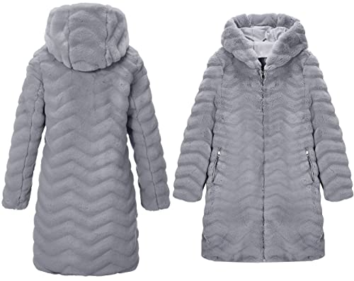 Risissida Long Faux Fur Coat For Women Fur Jacket With Hood Fuzzy Fleece Winter Fall Spring, Plus Size Oversized Thermal Wool Shearling Warm Fluffy Furry Overcoat Zip Up Outerwear Grey 120757 Xx-L #TOP1