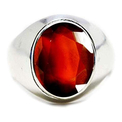 Jewelryonclick 7 Carat Hessonite Garnet Silver Ring Cover