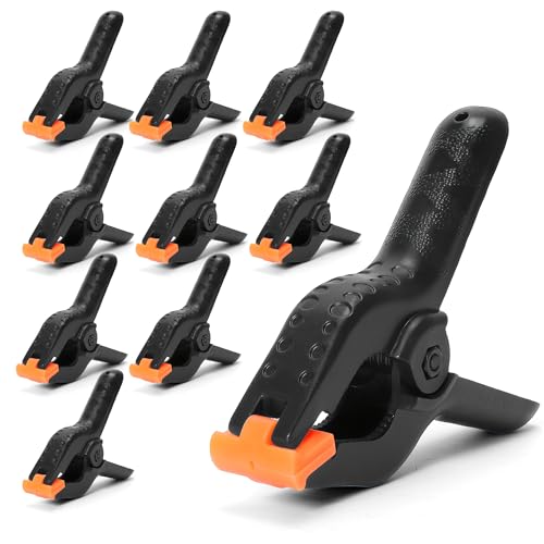 ECY Spring Clamps Heavy Duty 4.5 Inch 10 Pack - Plastic Rust Proof Clamps with Non-Slip Pads for Backdrop, Crafts, Woodworking, Photography | Multipurpose Holders for Tarps, Pool Covers & Gluing by ECY - Used condition - US$8.75