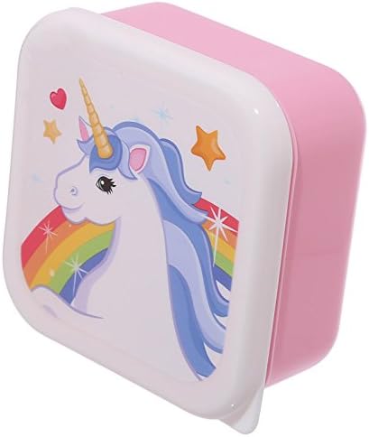 Puckator Enchanted Rainbows Unicorn Design Reusable Lidded Snack Pot Lunch Box Set of 3, BPA Free PVC, Nursery School Travel Home, Large 5.5x11.5x11.5cm Medium 4.5x10x19cm Small 4x8.5x8.5cm