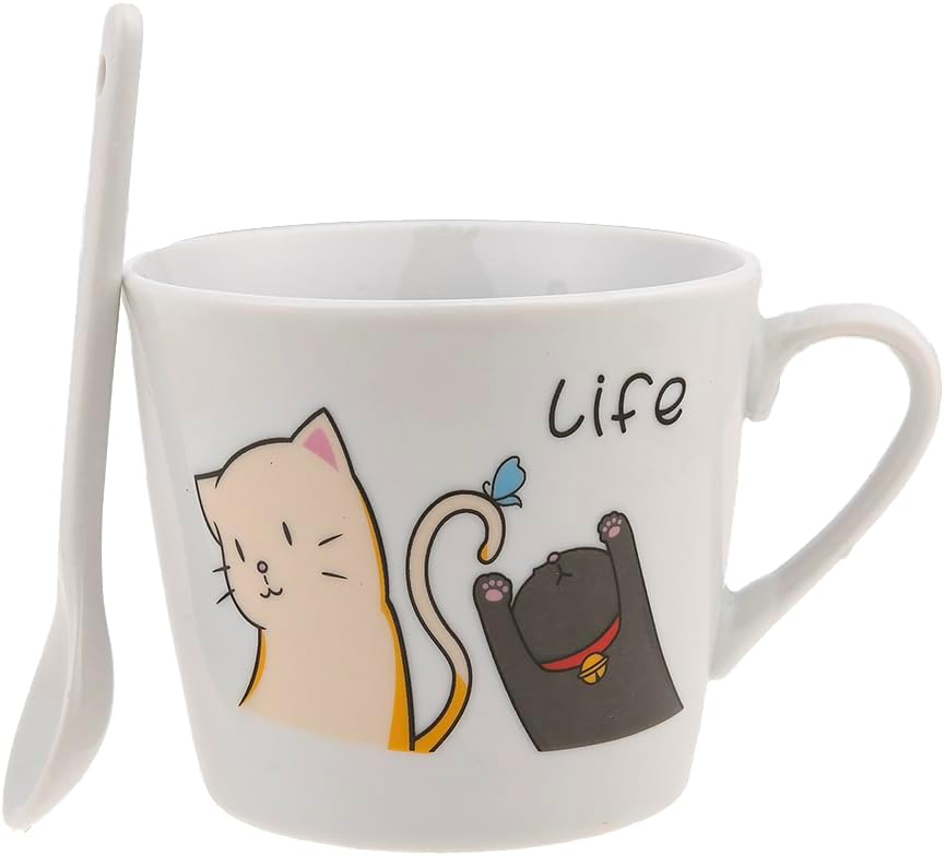 lachineuse Happy Cat Mug – The 2 Cats – Life Collection – Capacity: