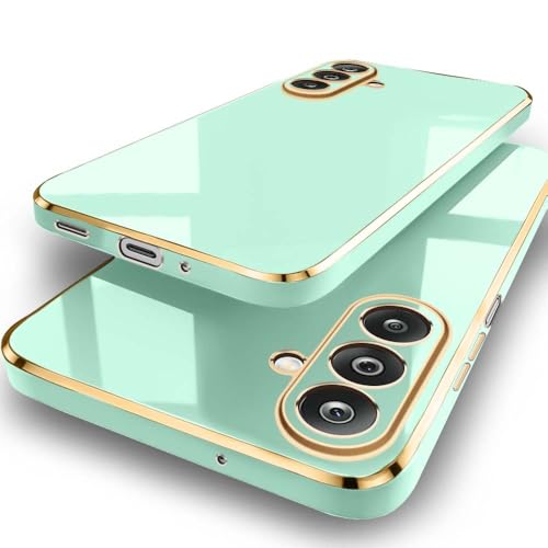 Image of TheGiftKart Luxurious Golden-Plated Back Cover Case for Samsung Galaxy M36 5G / F36 5G | Raised Lips for Camera & Screen Protection | Shockproof Design | Stylish Back Cover Case (TPU, Green)