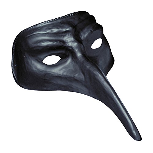 Amakando Venezianische Maske Pestmaske schwarz Schnabelmaske schwarzer Tod Augenmaske mit Langer Nase Karneval Venedig Rabenmaske Maskenball
