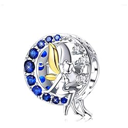 Charm Pandora Quimica Abalorio de plata de ley 925 con diseño de luna azul y un hada lunar, circonitas cúbicas, compatible con las pulseras europeas de Pandora