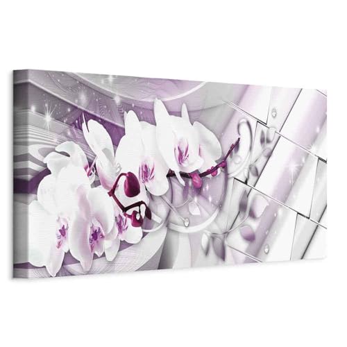 B&D XXL - Quadro Acustico Orchidea Fiori - Quadri Moderni Soggiorno Insonorizzati - Stampa su Tela - Protezione dai Rumori Fonoassorbente Acustiche Sala Conferenze - Protegge da Rumori