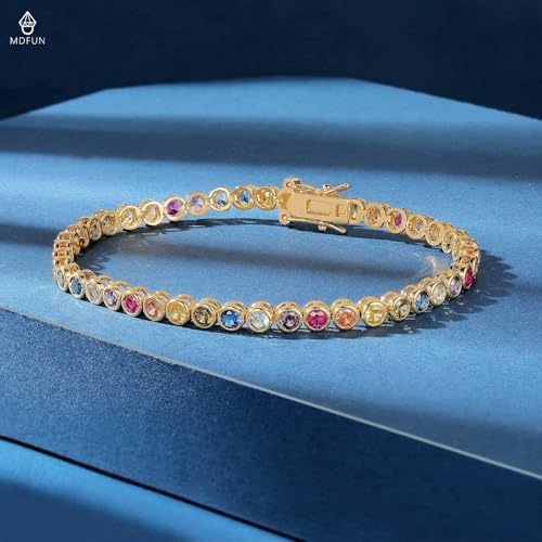MDFUN Tennis Bracelets for Women Multi-Color 5A+ Cubic Zirconia 6 Inches by MDFUN - Used condition - Image 6