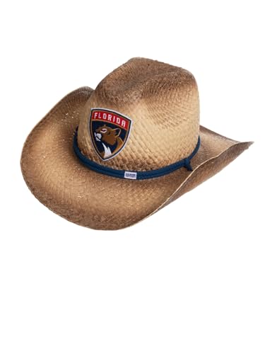Calhoun NHL Surf & Skate Team Logo Straw Beach Cowboy Hat with Curved Brim (Florida Panthers)