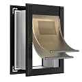 Sammak Large Dog Door for Wall, Heavy Duty Dog Door with Aluminum Frame and Telescoping Tunnel, Two Magnetic Flaps and Two Sliding Lock Panels, Up to 110lbs, Black.