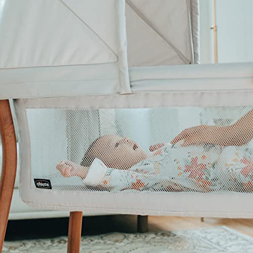 Chicco Lullago® Anywhere Le Portable Bassinet, Space-Saving Baby Bassinet With Canopy, Waterproof Mattress And Fitted Sheet, Travel Bassinet For Baby Includes Carry Bag | Serene/Beige #TOP2