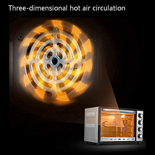 38L mini-oven Instelbare temperatuur 0-250 ℃ en 60 minuten timing Huishouden Multifunctionele heteluchtcirculatie Ingebouwde verlichting 360 ° roterende vork Elektrische oven Gehard glazen deur C - Afbeelding 3