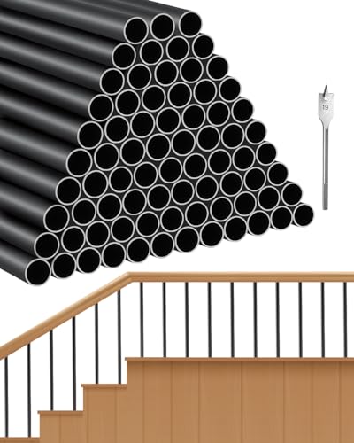 VEVOR Balaustres de Metal para Escalera, Husillos de Barandilla Decorativos de Aluminio, Paquete de 101 Balaustres de Cubierta con Tornillos, Barandilla Cubierta Hueca Clásica Negro 19 x 19 x 810 mm