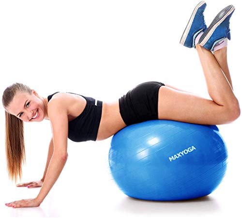 MAXYOGA® Anti-Burst oefenbal voor yoga, balans, fitness, training, 65cm anti-explosie oefenbal, inclusief luchtpomp. - Image 4