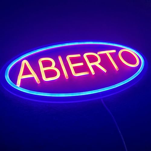 Image of Abierto Open Neon Sign for Business, Spanish Large Open LED Light up Sign, Open Neon Lights for Bar Restaurant Coffee Salon Store Shop Wall Window Display,Business Open Sign