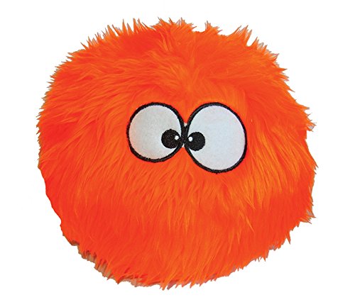 goDog Furballz Squeaky Plush Ball Dog Toy, Chew Guard Technology - Orange, Small
