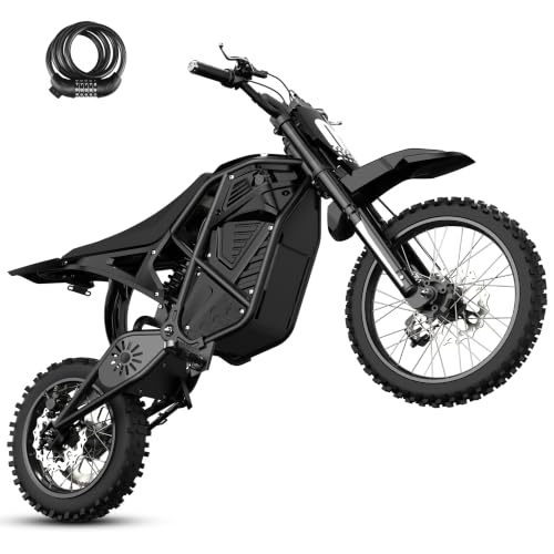 ESKUTE Electric Dirt Bike for Teens Adults Electric Motorcycle 48V23Ah Battery 53-Mile Range 38mph Mid-Drive Motor 3500W Peak Hydraulic Dual Shock Absorbers black-With Lock