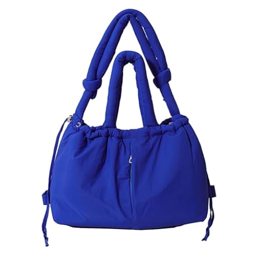 LYEAA Bolsa de mano acolchada para mujer con correa ajustable, bolsa cruzada grande de nailon, bolso hinchado para compras y viajes, azul marino, 14.17x13.39x0.79inch | Ya disponible en tu tienda friki favorita! En mundofriki.es!