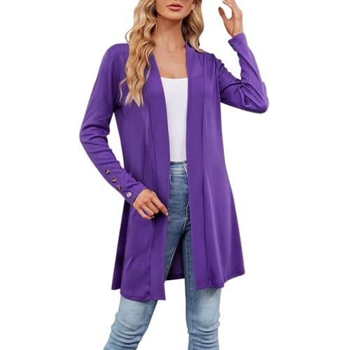 Cardigan ample boutonné pour femme veste tricotée unie