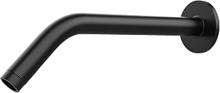 Shower Arm with Flange, 10 Inch Matte Black Shower Pipe, Wall Mount Replacement Angle Shower Head Extension Arm for Fixed Shower Head & Handheld Showerhead