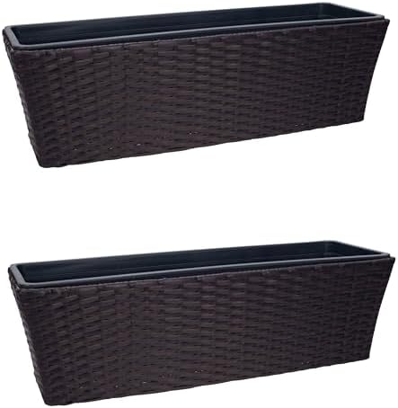 Balkonkasten mit Halterung in RattanOptik ca. 60 cm ca. 11 Liter
