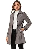 Allegra K Women's Peter Pan Collar Single Breasted Overcoat Winter Long Coat X-Large Light Brown