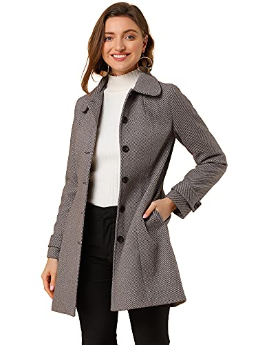 Allegra K Women's Peter Pan Collar Overcoat Single Breasted Pockets Winter Long Coat