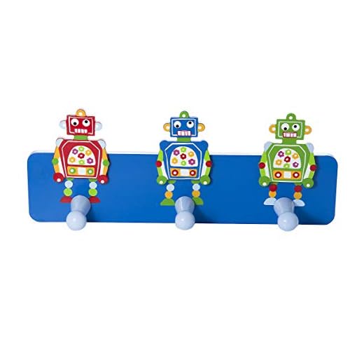 Gancho percheros abrigos niños de pared triple en tonos azules y decorado con robots para la habitación los niños