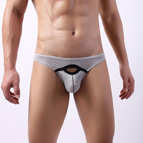 Maiyifu-GJ Men's Low Rise Cool Hip Bikini Briefs Sexy Transparent Underwear G-String Breathable Ice Silk Thong2
